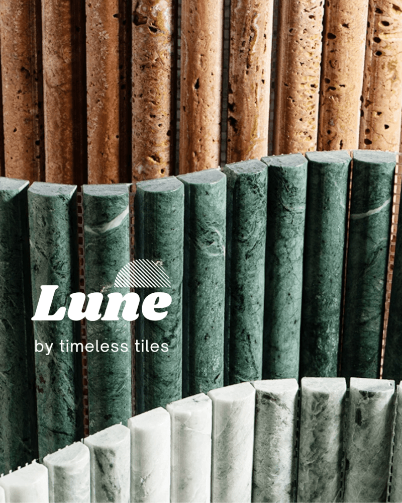 โมเสคหินธรรมชาติ TIMELESS TILES รุ่น LUNE 30.5X30 ซม. สีเขียว EMERALD GREEN โมเสกแท่งทรงโค้งครึ่งวงกลม